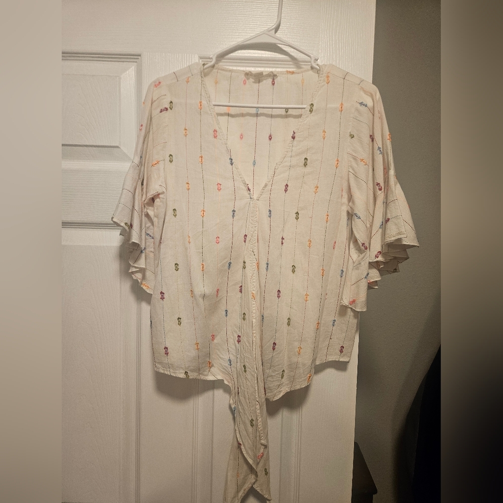 Small Lovestitch Cream Blouse with Multicolor Embroidery